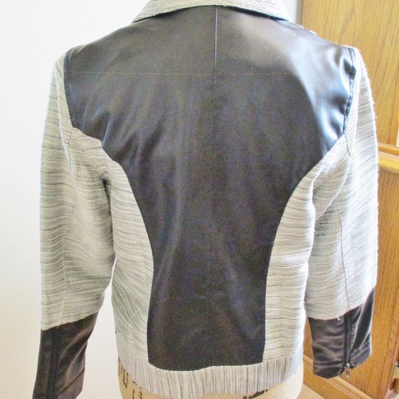 NWT Minkpink Silver Fox Motorcycle Style Jacket, Faux Leather Accents, Small - Picture 7 of 14